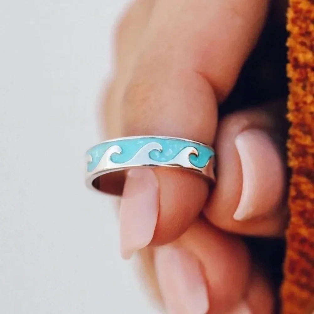 ❄️ Pura Vida | Reversible Enamel Wave Ring Silver or Rose Gold Various Beach